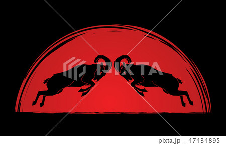 Two Ibexes fighting graphic vector 47434895