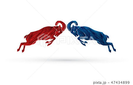Two Ibexes fighting graphic vector Two Ibexes fighting graphic vector 47434899