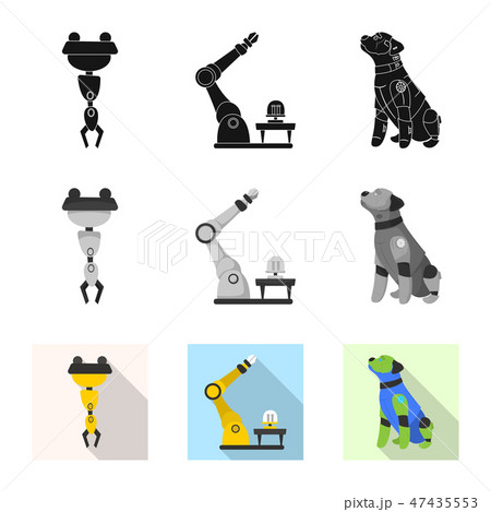 Isolated object of robot and factory icon. Set of robot and space vector icon for stock. 47435553