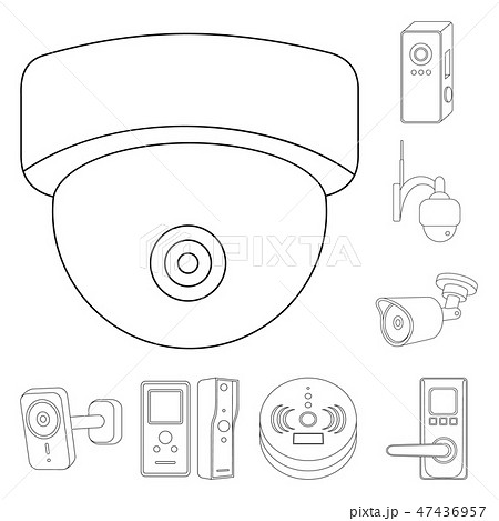 Isolated object of cctv and camera logo. Collection of cctv and system stock symbol for web. Isolated object of cctv and camera logo. Collection of cctv and system stock symbol for web. 47436957