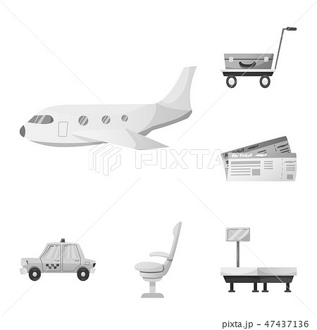 Vector design of airport and airplane sign. Set of airport and plane vector icon for stock. Vector design of airport and airplane sign. Set of airport and plane vector icon for stock. 47437136