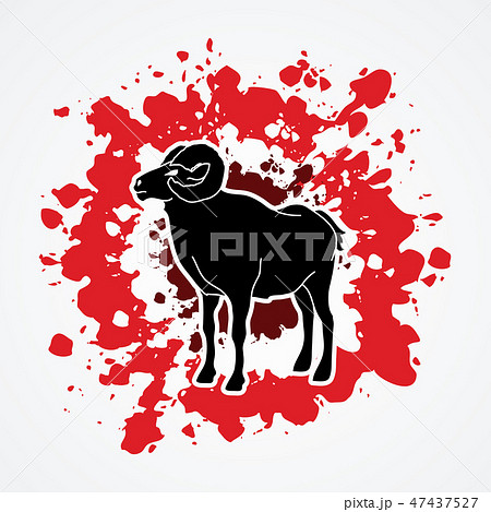 Sheep with big horn standing graphic vector Sheep with big horn standing graphic vector 47437527