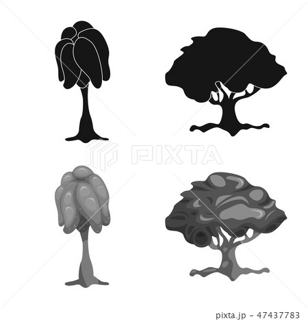 Isolated object of tree and nature sign. Collection of tree and crown stock vector illustration. 47437783