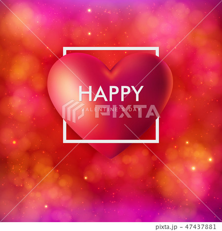 Valentines day card. Large realistic red heart. Valentines day card. Large realistic red heart. 47437881