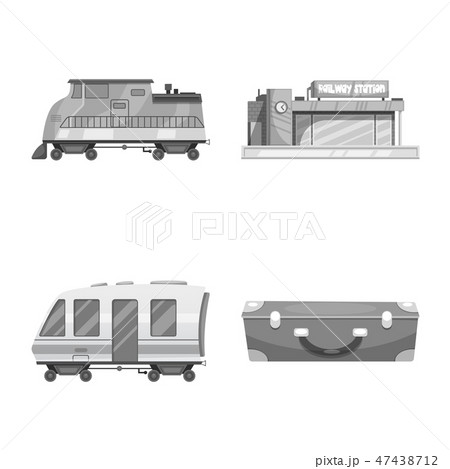 Isolated object of train and station logo. Collection of train and ticket stock symbol for web. Isolated object of train and station logo. Collection of train and ticket stock symbol for web. 47438712