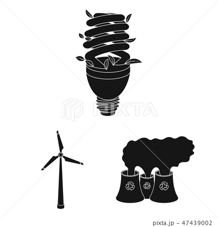 Bio and ecology black icons in set collection for design. An ecologically pure product vector symbol 47439002