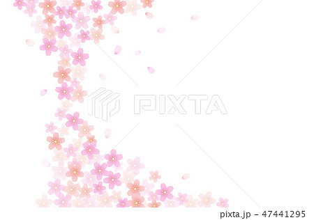 流れる桜の花びら 背景素材のイラスト素材