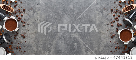 Top view of coffee background. Top view of coffee background. 47441315