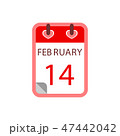 Calendar 14 february. Valentines Day. Flat icon vector. 47442042