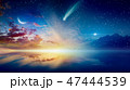 Crescent moon, bright stars and comet 47444539