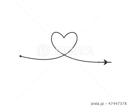 Plane and its track in the shape of a heart on white background. Vector illustration. Aircraft 47447378
