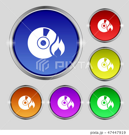 CD icon sign. Round symbol on bright colourful but 47447919