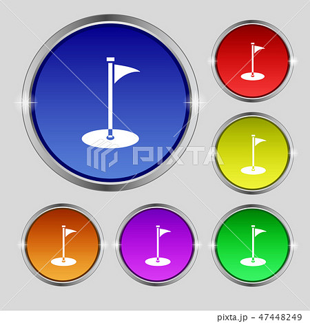 Golf icon sign. Round symbol on bright colourful b 47448249
