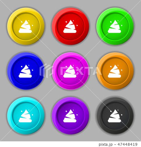 Poo icon sign. symbol on nine round colourful buttのイラスト素材 [47448419 ...