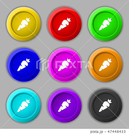 Carrot Vegetable icon sign. symbol on nine round c 47448433