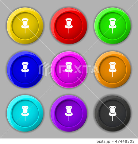 Clip Icon sign. symbol on nine round colourful butのイラスト素材 [47448505 ...