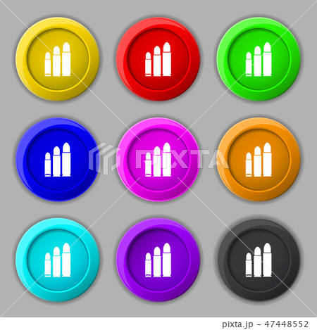 bullet Icon sign. symbol on nine round colourful b 47448552