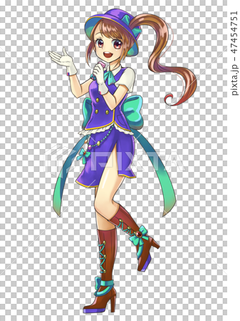 可愛いアイドル 青色基調 Cute Idol Blue Keynote のイラスト素材