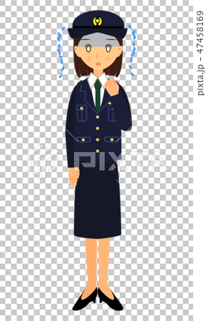 女性警察官　青ざめる　全身 47458169