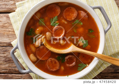 Delicious Polish dish of Breton beans with sausage Delicious Polish dish of Breton beans with sausage 47458420