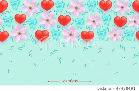 Vector heart on flower seamless pattern background 47458491