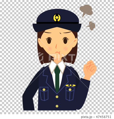 图库插图 愤怒的表达警察官方上半身的女人