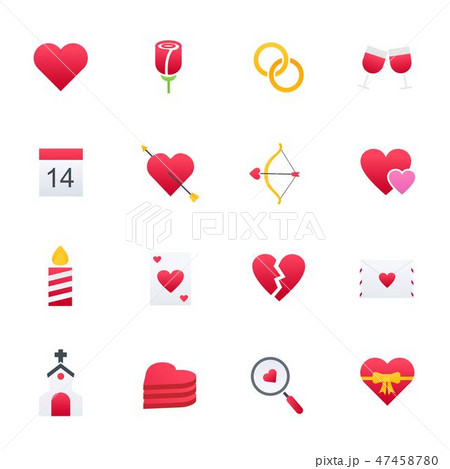 Happy Valentine Day Colourful Icons Set, Vector Happy Valentine Day Colourful Icons Set, Vector 47458780