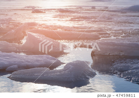 Freeze water lake in winter season, Iceland 47459811