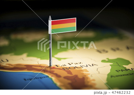 Bolivia marked with a flag on the map 47462232