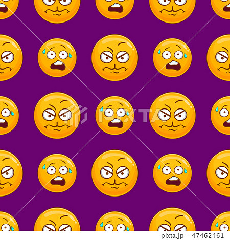 Seamless Pattern With Cartoon Cute Smiley Faceのイラスト素材