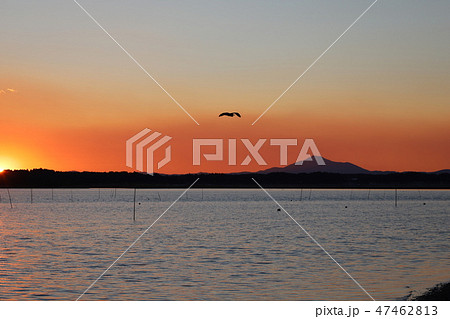 涸沼からの筑波山夕焼け 47462813