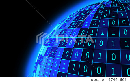 01 or binary numbers ball or sphere isolated on black. The compu 47464601