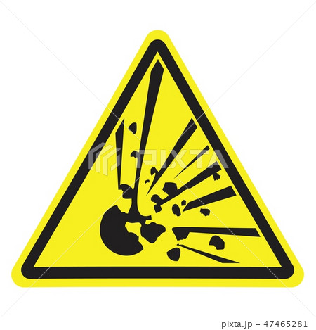 Explosive. Warning danger. Yellow triangle Sign 47465281