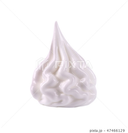 Whipped cream swirl, isolated on white background. Whipped egg whites, with clipping path. 47466129