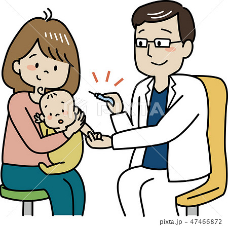 予防接種を受ける赤ちゃんのイラスト素材
