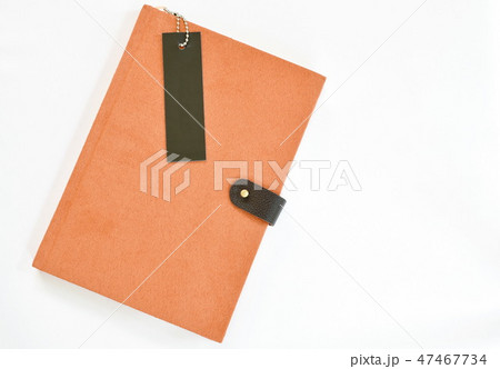diary book with black bookmark on white background 47467734
