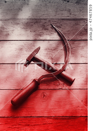 Sickle and  hammer colored red 47467859