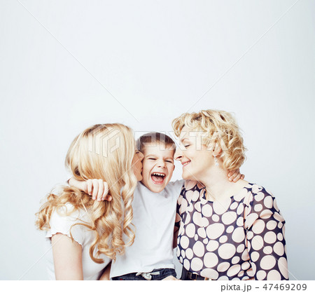 happy smiling blond family together posing cheerful on white background, generation concept happy smiling blond family together posing cheerful on white background, generation concept 47469209