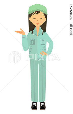 作業員　女性　笑顔で案内　全身 47469251