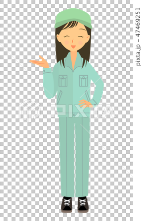 作業員　女性　笑顔で案内　全身 47469251