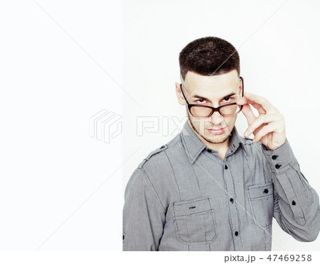 young handsome teenage hipster guy posing emotional wearing glasses, happy smiling lifestyle people young handsome teenage hipster guy posing emotional wearing glasses, happy smiling lifestyle people 47469258