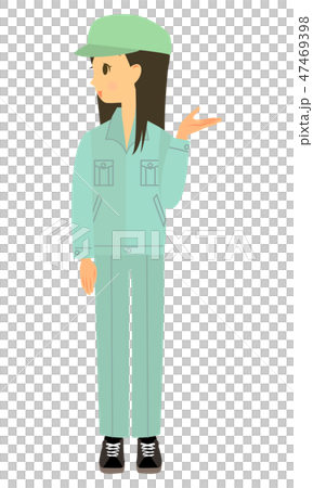 Worker Female Guiding with one hand Full body 47469398