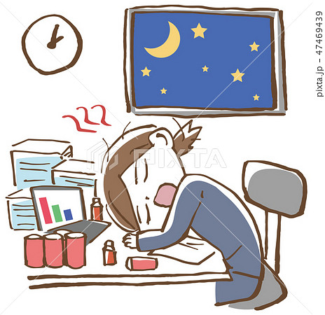 ブラック企業に勤める女性のイラスト素材