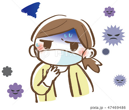 風邪　女性　イラスト 47469486