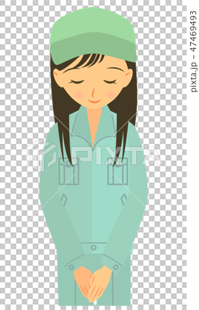 工人女人向上半身鞠躬 47469493