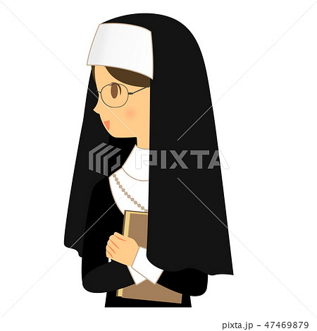 横を向いている修道女 シスター 上半身のイラスト素材 47469879 Pixta