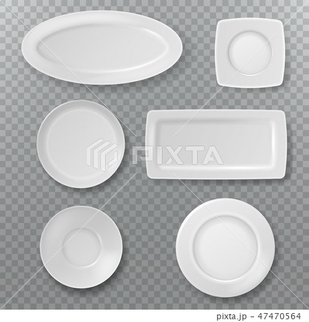Empty White Plate Food Plates Top View Topping のイラスト素材