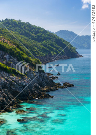 Tropical white sand beach Aerial Tropical white sand beach Aerial 47472482
