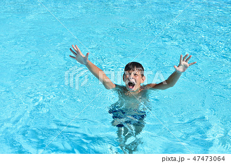 The boy drowns in the water and calls for help The boy drowns in the water and calls for help 47473064