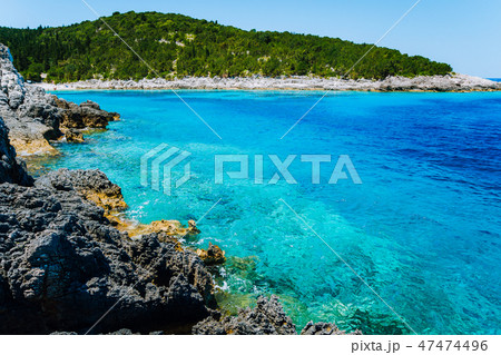 Dafnoudi beach in Kefalonia, Greece. Clear ripple water Stunning amazing charming places, famous Dafnoudi beach in Kefalonia, Greece. Clear ripple water Stunning amazing charming places, famous 47474496